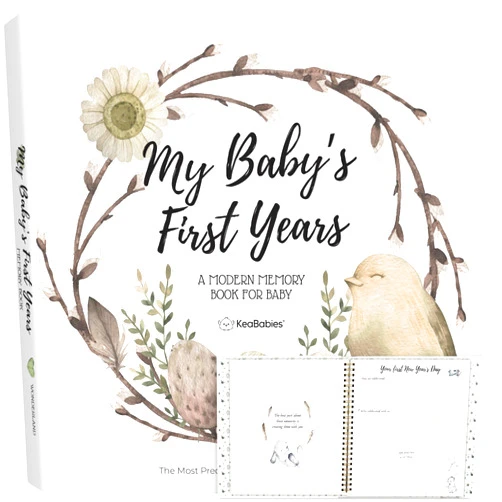 KeaBabies First 5 Years Baby Memory Book Girl, Boy - 90 Pages Hardcover First Year Baby Book Keepsake, Baby Milestone Book for New Parents, Baby Scrapbook, Baby Album and Memory Book Journal (WonderLand)