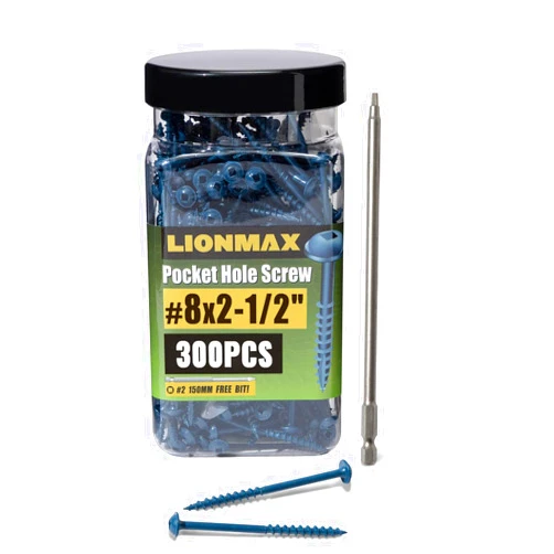 LIONMAX Pocket Hole Screws 2-1/2 Inch, LIONMAX Pocket Screws #8 x 2-1/2