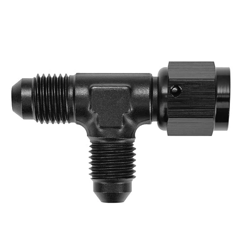 EVIL ENERGY 4AN Male Tee Fitting to AN4 Female Swivel on Run Aluminum Black