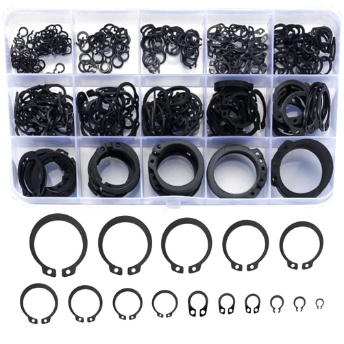 PIANKEKE 350 Pcs retaining rings, Snap Rings Assortment Kit, Circlips Snap External Retaining Rings, C Clips, External Circlip Snap External Retaining C-Clips Rings Set, 15 Sizes