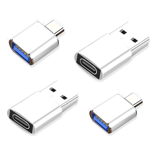 LBSC USB to USB C OTG Adapter, 2 * Type C Female to A Male Charger Converter & 2 * USB C Male to USB Female OTG Adapter, for Apple, AirPods, iPad, MacBook, Samsung Galaxy S23, S22,MacBookPro (Silvery)