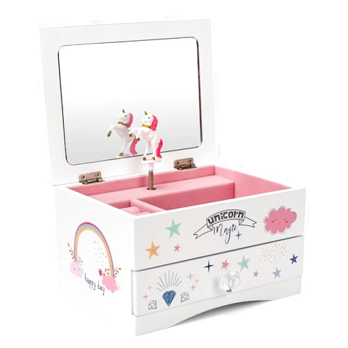 Art Lins Aliz Unicorn Music Jewelry Box for Girls - Wooden Box with Glittery Unicorn Design - Charming Room Décor and Childhood Memories Keepsake Box for Girls and Teens (Magic Unicorn)
