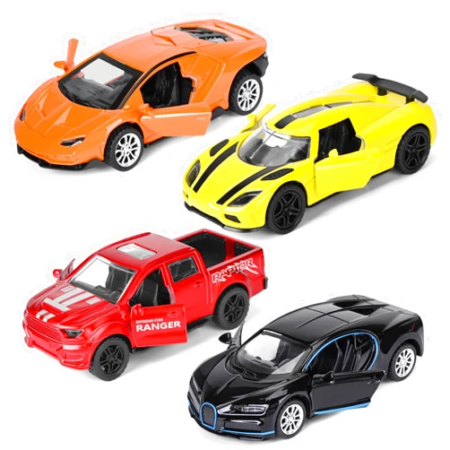 YHXKJ 4 Pack Toy Cars,1/36 Metal Diecast Cars Toy with Opening Doors Kid Pull Back Cars Toys Set,Boy Toy Car for Age 3 4 5 6 7 8 9 10 11 12