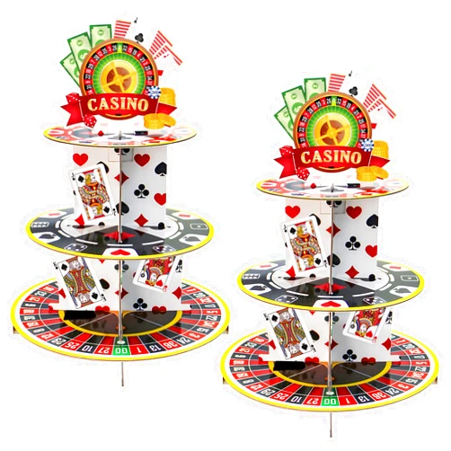 Osonm 2 Pack Casino Cupcake Stand 3 Tier Las Vegas Night Party Cupcake Holder Poker Dice Theme Dessert Tower for Casino Night Theme Birthday Party Decorations Supplies