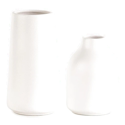 Mkono Ceramic Flower Vase, Set of 2 Decorative White Vases Minimalism Style for Modern Table Shelf Home Decor Small Pampas Grass Vases for Desk Bedroom Kitchen Entryway Office Living Room Centerpiece