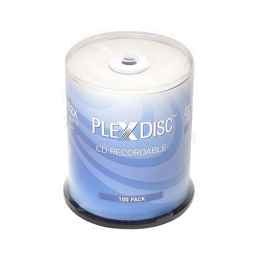 PlexDisc CD-R 700MB 80 Minute 52x Recordable - 100 Pack Cake Box (FFP) 631-805-BX, 100 Discs