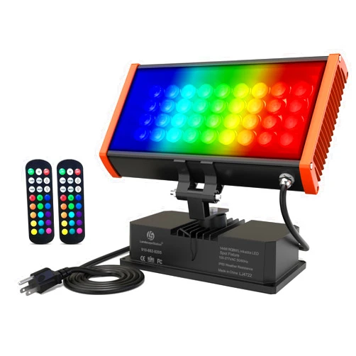 Landscapestation Square Dimmable LED Wall Washer Light with RF Remote, 144W RGBW 5000K Color Changing 120V RGB Floodlights Waterproof for Outdoor Indoor Lighting Projects, 12 1/4