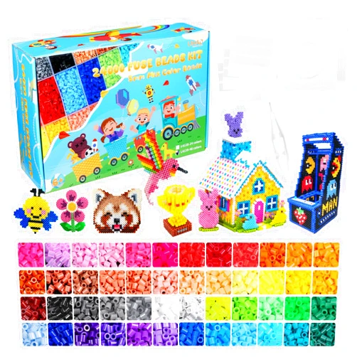 LIHAO 24000pcs Fuse Beads 48 Colors 5mm Small Beads for Jewelry Making with Letter Beads for Crafts Gifts