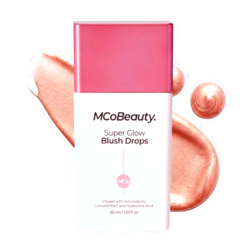MCoBeauty Super Glow Blush Drops - Peachy Pink - Buildable Liquid Cheek Color - Lightweight & Long Wearing - Warm Flush Skincare Makeup Hybrid for All Skin Types - Vegan & Cruelty Free