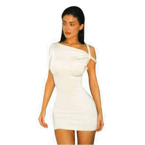 Suillty Women's Sexy Asymmetrical Twist One Shoulder Mini Dress Single Short Sleeve Knot Ruched Bodycon Y2K Party Dresses