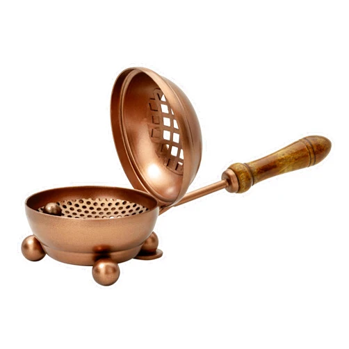 MaMeMi Handmade Coppertone Iron Incense PAN – 3.15 Inches Diameter, Copper Finish Burner for Charcoal & Resin Incense, Artisan Craftsmanship from India