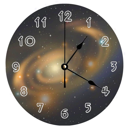 Aihesui Round Modern Wooden Clocks Background Space Universe Star Starry Pattern Silent Non-Ticking for Living Room Bedroom Office Kitchen Home Decoration Wall Clock 15X15inch