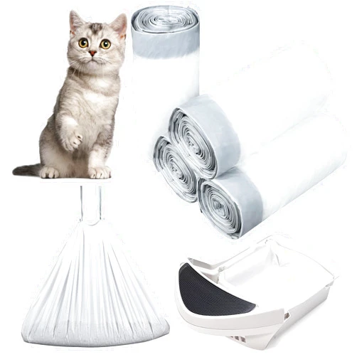 Maniaacer 80 Pack Self-Cleaning Cat Litter Box Liners Replacement Cat Litter Waste Bags Drawstring Litter Bags for Automatic Self-Cleaning Cat Litter Box