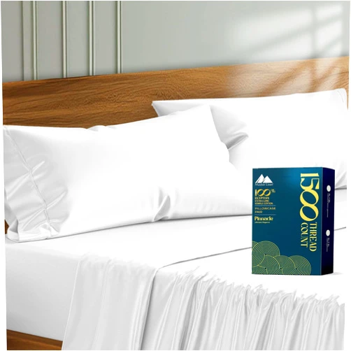 Mayfair Linen 100% Egyptian Cotton Pillow Cases King Size Set of 2 - Luxury 1500 Thread Count Sateen Weave White Pillow Covers, Silky Soft, Breathable & Cooling Pillowcases, Fits King Size Pillows