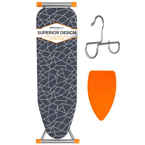 Bartnelli Ironing Board | Space-Saving and Ultimate Iron Board Experience 13x43 | Reinforced Steel Legs, Adjustable Height, 4-Layer Padding, Patent Folding System (BIBT-2110)