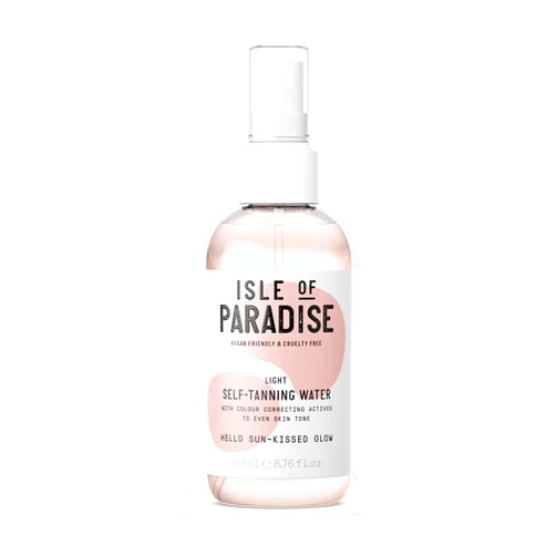 Isle of Paradise Self Tanning Water, Light (Sunkissed Glow) - Color Correcting Self Tan Spray for Bright and Even Skin, Vegan and Cruelty Free, 6.76 Fl Oz
