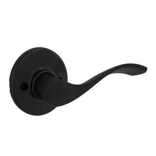 Kwikset Balboa Dummy Door Handle, Single Sided Lever for Closets, French Double Doors, and Pantry, Matte Black Non-Turning Right Handed Interior Push/Pull Lever