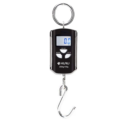 Klau Portable Fish Scale 200 kg / 400 lb Heavy Duty Digital Hanging Scales LCD Display with Backlight for Home Farm Market Hunting Black and Silver