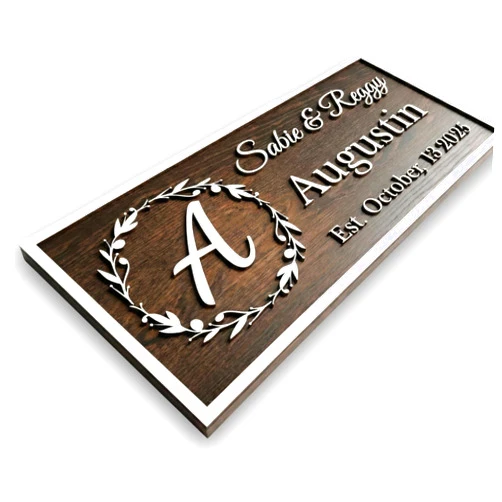 Aydan's unique finds Personalized Wooden Monogram Family Name Sign with Couples Name, Custom Gift For Wife, Last Name Plaque with Initial & Established Date, Unique Wedding Gift