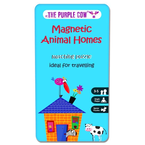 The Purple Cow - Magnetic Travel to Go Animal Homes - Matching Game, Multicolor