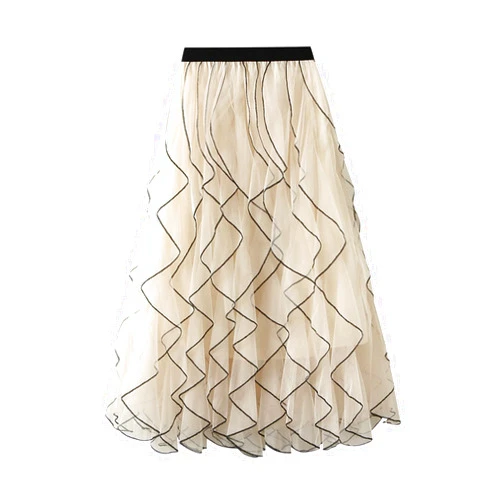 HRAPDA Dresses for Women 2024 Elegant Multilayer Spring Summer Versatile Casual Flowy Irregular Skirt Fashion Half-Body Skirt