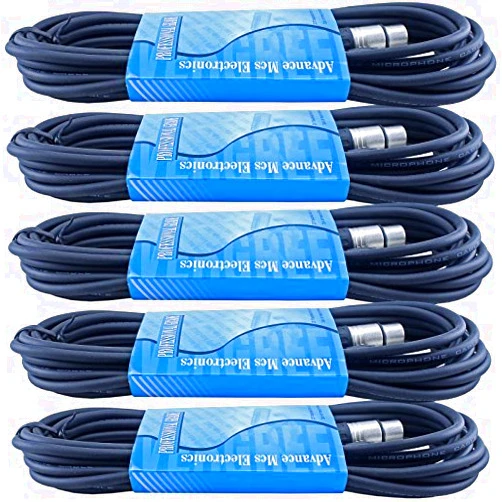 MCSPROAUDIO 5 Pack of 15 Foot Male to Female 3 Pin XLR Mic Microphone Audio Cable