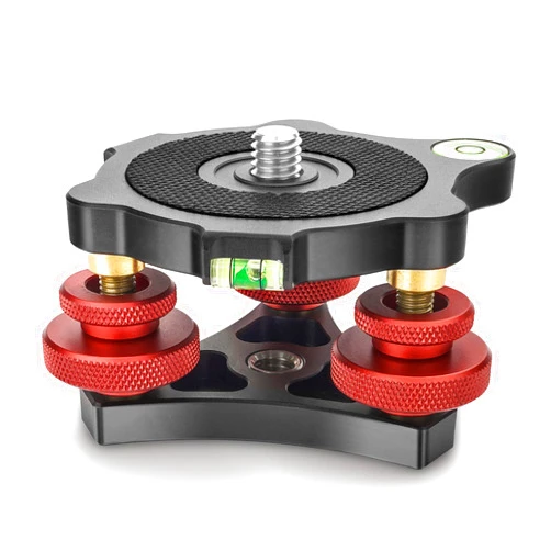 CAVIX Camera Leveler Tripod Leveling Base Tri-Wheel Head for Macro Photography Aluminum w Bubble Level 3 Axis Level with +/-5 Degree Precision Adjustment for DSLR Camera Rotator Panoramic Head LP-64
