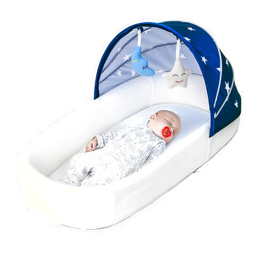 MonGianda Protable Baby Lounger for Newborn,Premium Infant and Toddler-Baby Nest Lounger,Travel Bassinet for Newborn,There are Storage Backpack Removable and Washable(Blue)