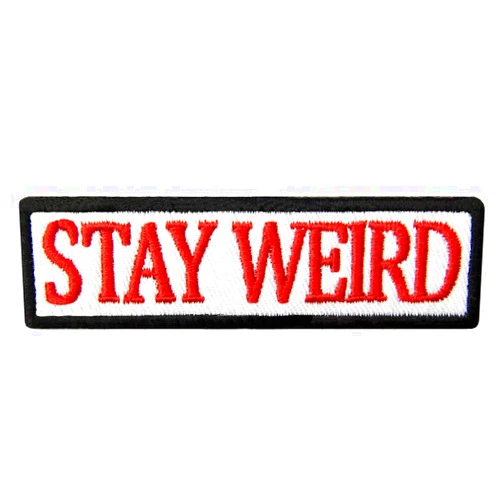 EmbTao Stay Weird Patch Embroidered Funny Badge Biker Applique Iron On Sew On Emblem
