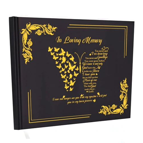 SOITIS Funeral Guest Book for Memorial Service Celebration of Life Decorations Memory Book, Hardcover Butterfly Funeral Favors Sign in Book for Funeral Memorial in Loving Memory Decoration Guestbook