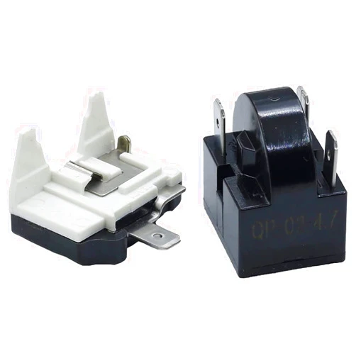 TUAIC 1Pcs QP-02-4.7 PTC Refrigerator Start Relay 3Pin Coolers Compressor Starter 4.7 Ohm with 1Pcs Refrigerator Overload Protector 1/2HP