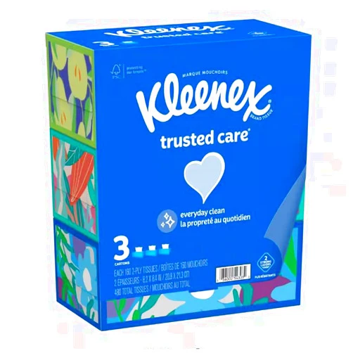 Generic Klenex Facial Tissues,2-Ply, 150 Tissues per Box, Pack of 3 (Designs & Colors May Vary)