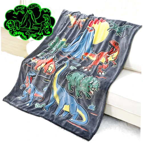 IEOEO Glow in The Dark Dinosaur Blanket Toddler Boy Kids Dino Present Gifts Soft Fuzzy Fleece Throw Blanket Decorations for Couch Sofa Bedroom