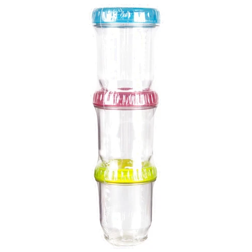 ArtBin 6941AD Twisterz 3-Pack, Art & Craft Organizers, 3.4 Fluid oz, [3] Interlocking Plastic Jars, Clear with Multicolored Lids, Small/Tall, Multi Colored, 3 Piece