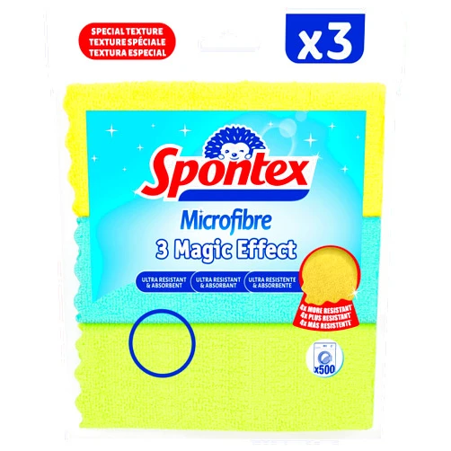 Spontex 3 Magic Effect Microfibre Cloths, 24.5 x 25cm Cleaning Cloths