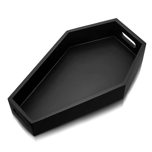 Chunful Wood Coffin Tray Halloween Black Charcuterie Board Coffin Serving Trays Wooden Coffin Spooky Gothic Home Table Decor(13.3 Inch)