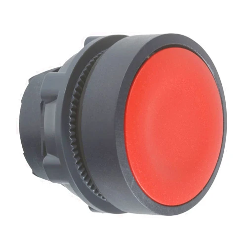 Schneider Electric ZB5AA4 Harmony XB5 Non-Illuminated Push-Button Head, Dark Grey Plastic Bezel, Fits 22mm Diameter Cutouts, Spring Return, Unmarked Flush Red