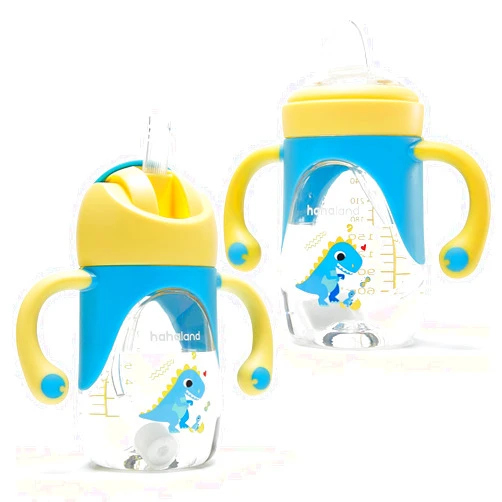hahaland Sippy Cup for 6+ Month Old - 2 in 1 Spout & Straw Sippy Cups for Toddlers 1-3 No Spill Transition Weighted Straw Toddler Cups - 1 Cup with 2 Nipples
