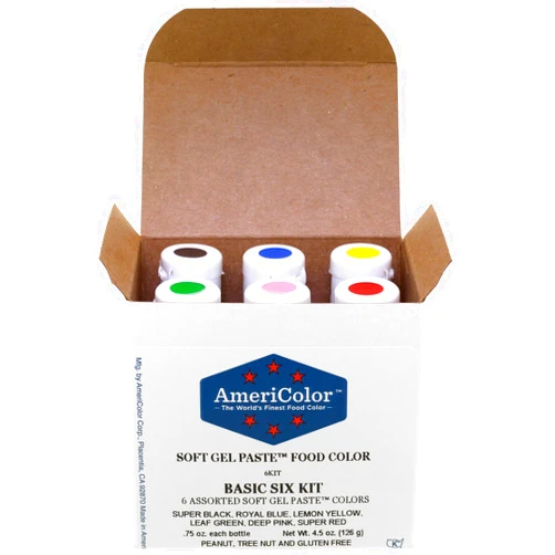 AmeriColor Basic Six Kit Soft Gel Paste Food Color, 0.75 Ounce, 6 Pack Kit