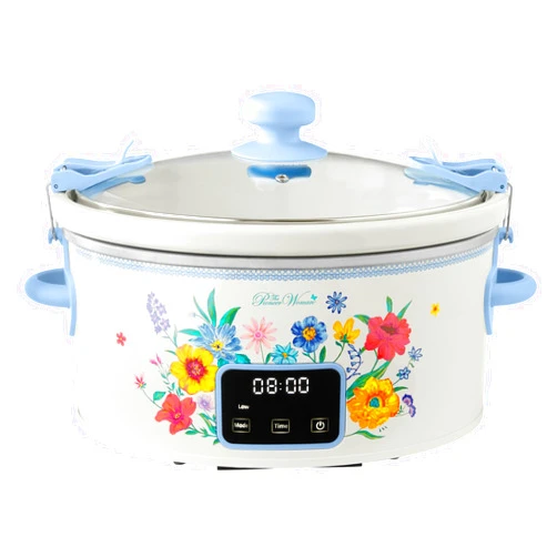Generic The Pioneer~Woman Meandering Geo 6~Quart Digital Slow Cooker with Locking Lid, Brilliant Blooms