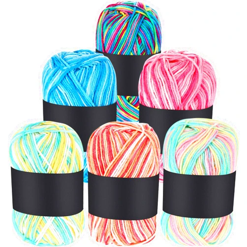 WILLBOND 6 Pieces 50g Crochet Yarn Multi-Colored Acrylic Cotton Blend Knitting Hand Knitting Weaving Yarn