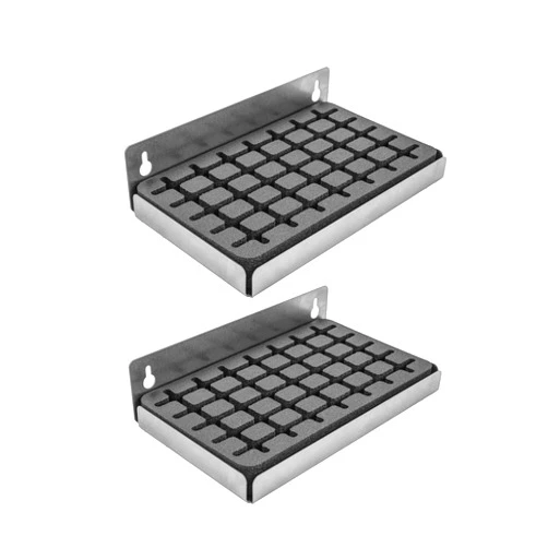 Deco Gables Designs 2 Modern Brushed Stainless Steel Wall Mount Drip Tray Shelves Floating Hanging Beer Decor Polished Heavy Duty Solid Metal with Durable Foam Insert with Mounting Hardware