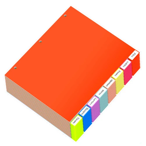 HABGP 96Pcs/12 Set 8 Tab Dividers for 3 Ring Binder, 96 Pcs Multicolor 3 Ring Binder Dividers with Tabs, Page Folder Dividers, Plastic Tabbed File Dividers with Tabs, Three Ring Binder Index Dividers