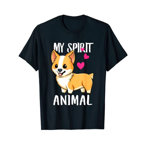 KNG-Art Welsh Corgi Puppy Pet Ever Costumes My Spirit Animal, Corgi Dog Love-r Dad Mom, Boy Girl Funny T-Shirt