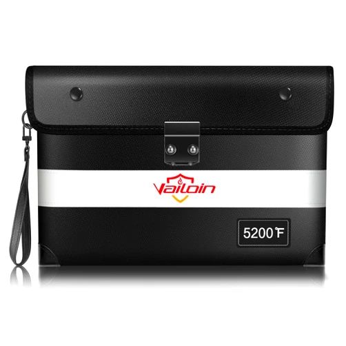 Vailoin Upgraded Lockable Fire Proof Money Bag for Cash,Locking Fireproof Envelope Bag with Water Resistant Zipper,Fire water Proof Small Bank Bag with Lock,Documents,Passport (11