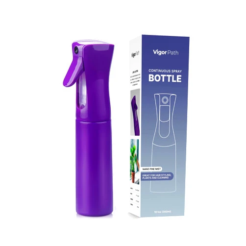 VIGOR PATH Continuous Spray Bottle with Ultra Fine Mist - Versatile Water Sprayer for Hair, Home Cleaning, Salons, Plants, Aromatherapy, and More - Empty Hair Spray Bottle - 300ml/10.1oz (Dark Purple)