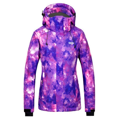 Wantdo Women's Waterproof Ski Jacket Colorful Printed Fully Taped Seams Rain Coat Warm Winter Parka