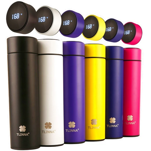 TLINNA Insulated bottle,Coffee bottle,Tea Infuser Bottle,Smart Sports Water Bottle with LED Temperature Display,Double Wall Vacuum Insulated Water Bottle, Stay Hot for 24 Hrs,Cold for 24 Hrs (Black)