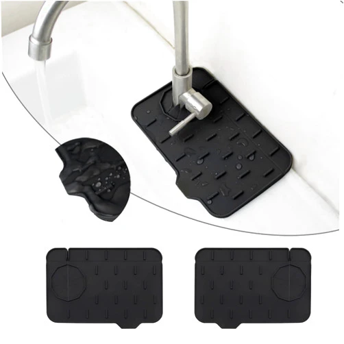 BYTELIVE 2-Pack Bytelive Silicone Sink Mat, Mini Sink Splash Guard and Soap Sponge Holder for Kitchen Countertop Protect with Self Draining Design (8.3
