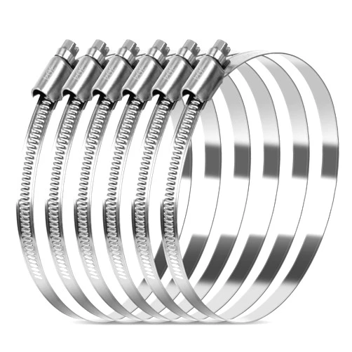 Gudui 6 Pcs 6 Inch Hose Clamps Stainless Steel Heavy Duty Dryer Hose Clamp Metal Duct Clamps, Large Adjustable Pipe Clamps Worm Gear Hose Clamps for Plumbing, Automotive